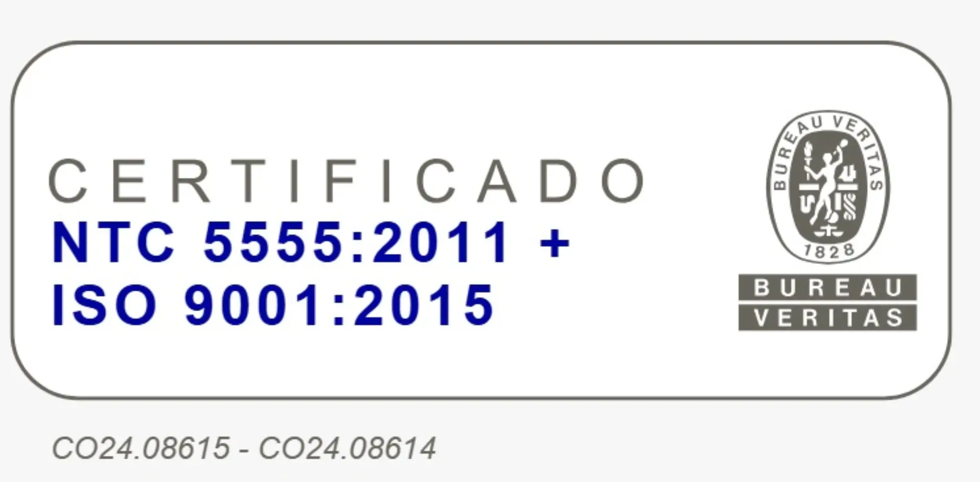 Certificado NTC 5555:2011 + ISO 9001:2015